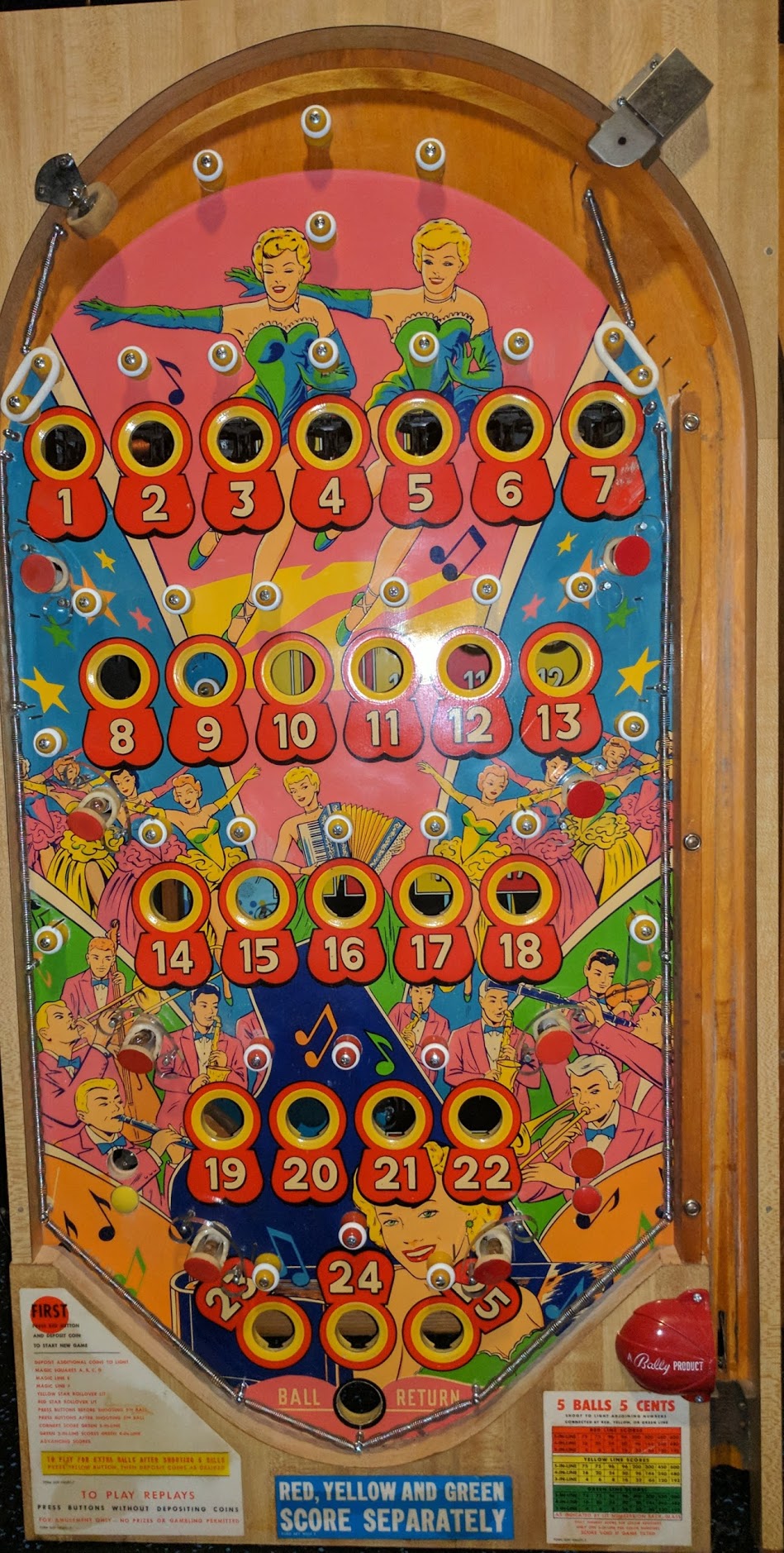 Coney Island Bally Original 1951 Bingo Game Pinball Machine Service Manual